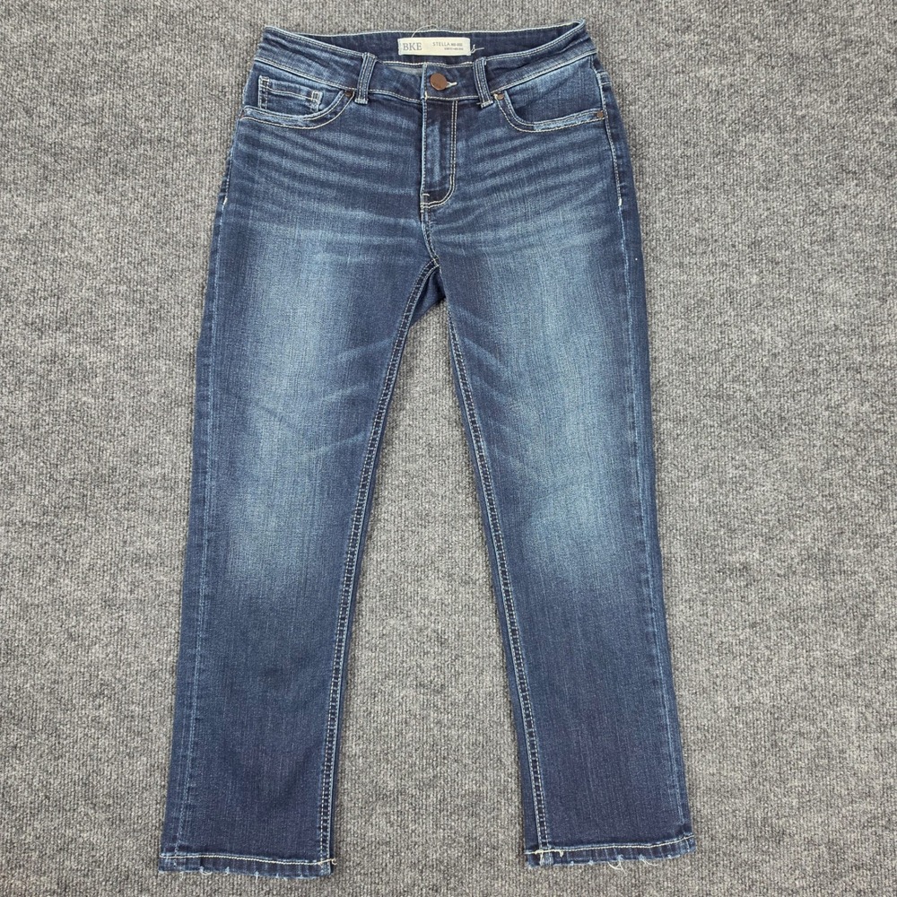 Buckle BKE Stella Mid Rise Slim Fit Jeans Womens 26 Dark Wash Cropped Denim Blue
